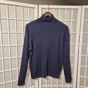 Vintage Turtleneck Silk Purple Cable Knit Sweater Sz M